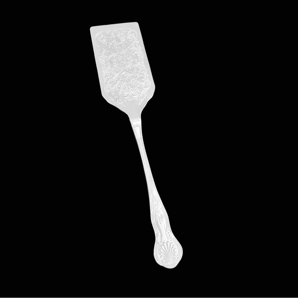 Vintage Silver Plated Ornate Cake Pie Server Floral Etched Shell Handle 11" - Picture 3 of 10